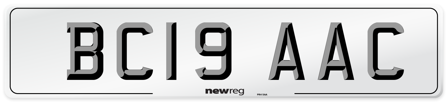 BC19 AAC Number Plate from New Reg